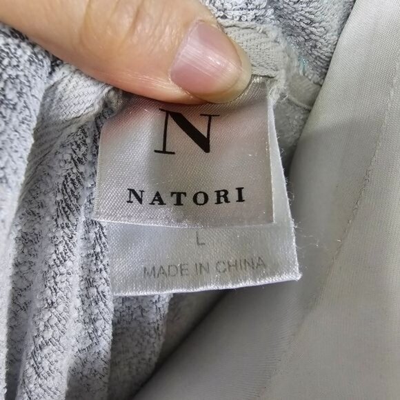 Natori Gray Rayon Blend Robe Sz L Comfy Oversized Wrap Belted Lounge Sleep - Picture 6 of 10